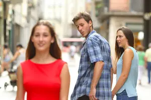 Distracted boyfriend meme template